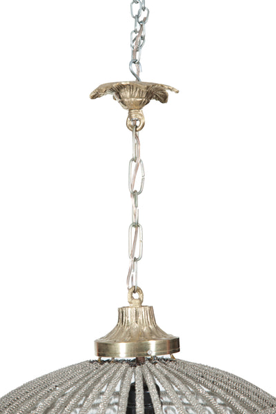 Biscottini Lampadario in fusione di ottone e gemme in cristallo Diam. 40XH40 cm struttura