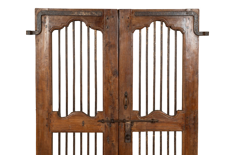 Biscottini Porta portone in legno massello e ferro da interno o da esterno vecchia e antica medievale scorrevole