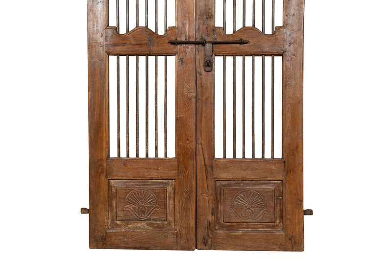 Biscottini Porta portone in legno massello e ferro da interno o da esterno vecchia e antica medievale scorrevole