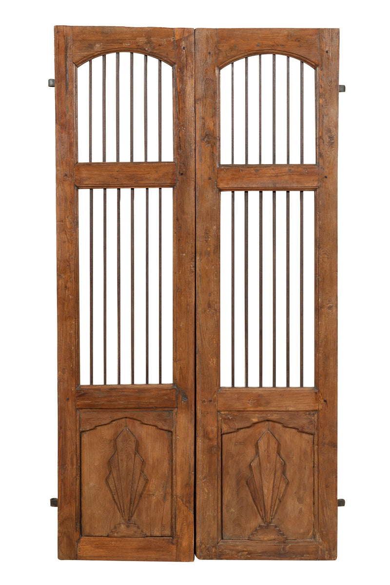 Biscottini Porta portone in legno massello e ferro da interno o da esterno vecchia e antica medievale scorrevole