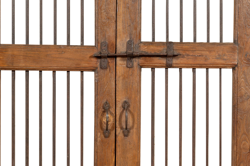 Biscottini Porta portone in legno massello e ferro da interno o da esterno vecchia e antica medievale scorrevole