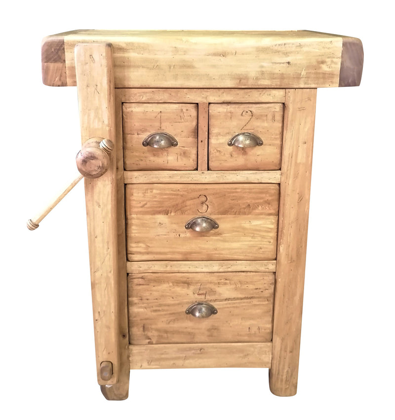 Biscottini Banco da lavoro Country in legno massello di tiglio finitura naturale Made in Italy