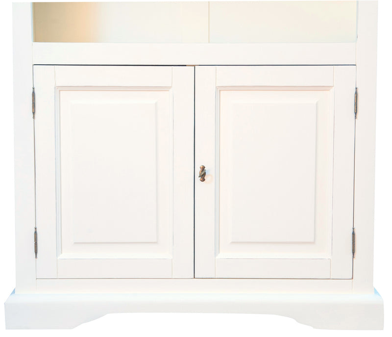 Biscottini Libreria in legno massello di tiglio finitura bianca anticata L108xPR38xH211 cm. Made in Italy