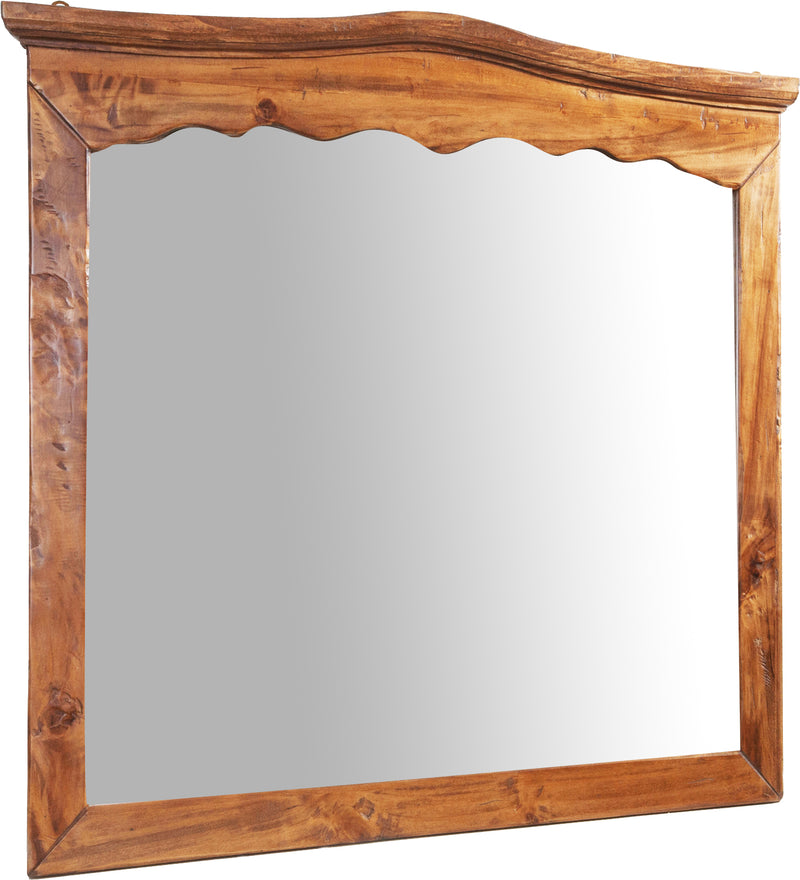 Biscottini Specchiera a muro in legno massello di tiglio finitura noce L90xPR5xH83 cm Made in Italy