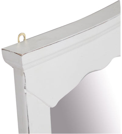 Biscottini Specchiera a muro in legno massello di tiglio finitura bianca anticata L90xPR5xH83 cm Made in Italy