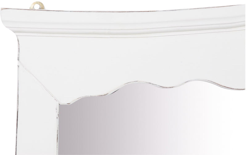 Biscottini Specchiera a muro in legno massello di tiglio finitura bianca anticata L90xPR5xH83 cm Made in Italy