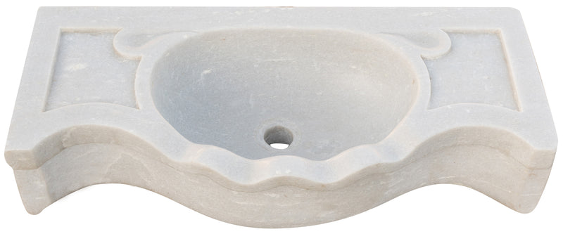 Biscottini Lavandino in marmo bianco L70xPR33xH17 cm Vasca realizzata completamente