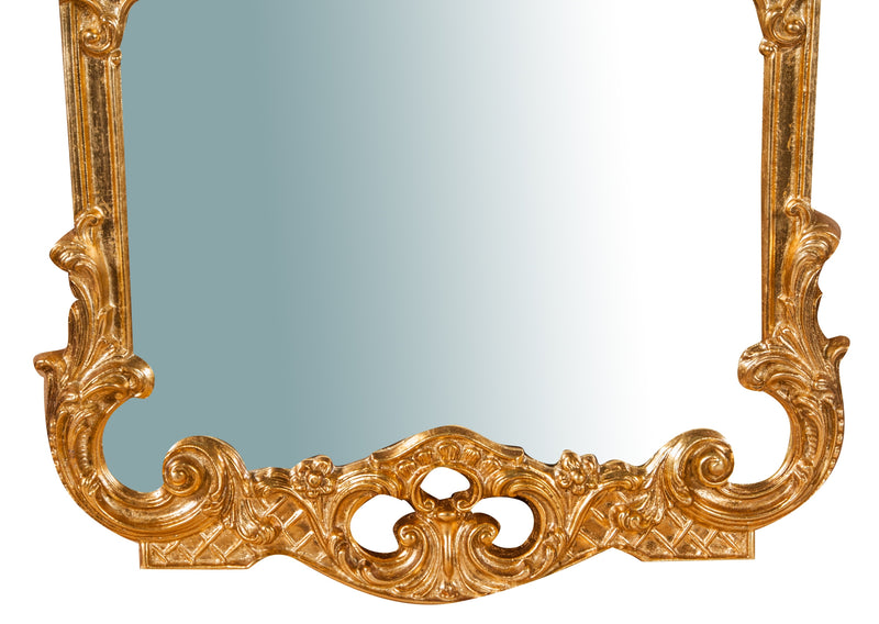 Biscottini Specchiera da parete in legno finitura foglia oro anticato L62xPR6xH100 cm Made in Italy