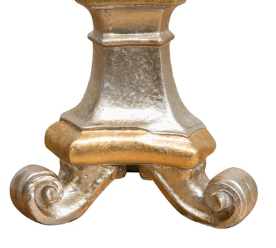 Biscottini CANDELIERE IN LEGNO FINITURA FOGLIA ARGENTO E ORO L19XPR19XH40 CM MADE IN ITALY