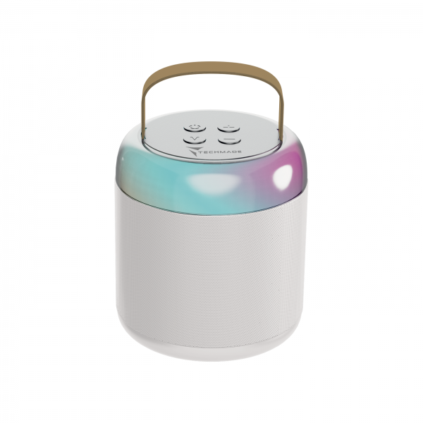 Techmade Speaker Karaoke Bluetooth Portatile Con Mic. Led Bianco