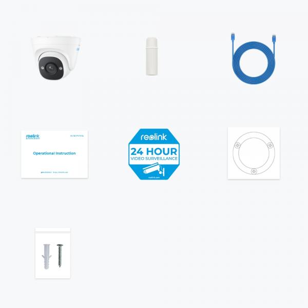 Reolink P324, telecamera di sicurezza IP, per interni e amp; Esterno, cablato, Assistente Google, Soffitto, Bianco