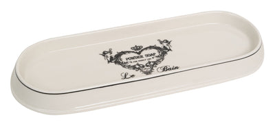 Biscottini Set bagno "Savons Superfines" 4 pezzi in porcellana bianca decorata L25xPR10xH21 cm