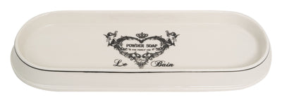 Biscottini Set bagno "Savons Superfines" 4 pezzi in porcellana bianca decorata L25xPR10xH21 cm