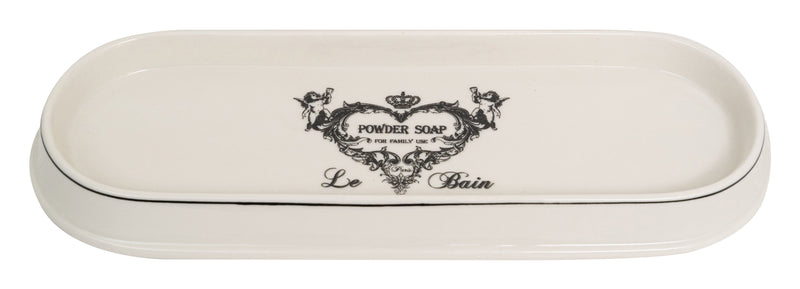 Biscottini Set bagno "Savons Superfines" 4 pezzi in porcellana bianca decorata L25xPR10xH21 cm