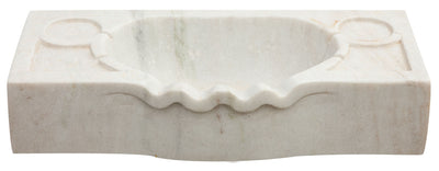 Biscottini Lavandino smerlato in marmo bianco L60xPR30xH14 cm Vasca smerlata realizzata