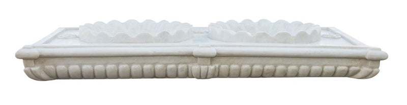 Biscottini Lavabo a due buche merlettate in marmo bianco L130xPR56xH15 cm Vasca realizzata