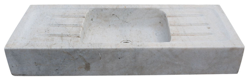 Biscottini Acquaio in marmo bianco L102xPR41xH15 cm Vasca realizzata completamente