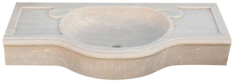 Biscottini Acquaio in marmo bianco L100xPR46xH15 cm Vasca realizzata completamente