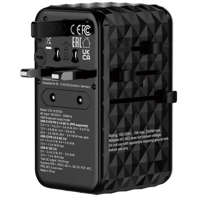 Verbatim 32125 Caricabatterie per dispositivi mobili Universale Nero AC Ricarica rapida Interno (Verbatim GAN III TRAVEL ADAPTER UTA-10)