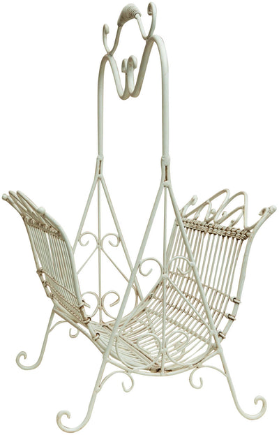 Biscottini Portariviste in ferro battuto finitura bianca anticata L39xPR30xH52 cm