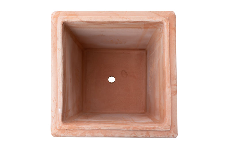 Biscottini Vaso cubo festonato in Terracotta 100% Made in Italy interamente Lavorata a Mano