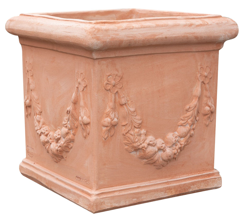 Biscottini Vaso cubo festonato in Terracotta 100% Made in Italy interamente Lavorata a Mano