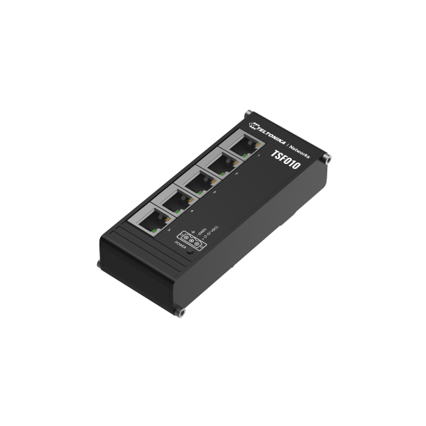 Teltonika NETWORKS TSF010 Flat Ethernet Switch Non gestito Fast Ethernet (10/100) DIN rail Nero