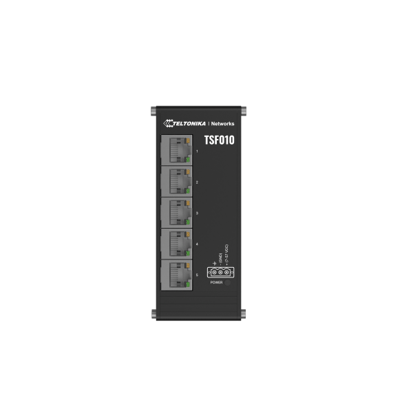 Teltonika NETWORKS TSF010 Flat Ethernet Switch Non gestito Fast Ethernet (10/100) DIN rail Nero