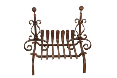 Biscottini Coppia di alari con braciere L70xPR50xH50 cm in ferro battuto Stabile composto