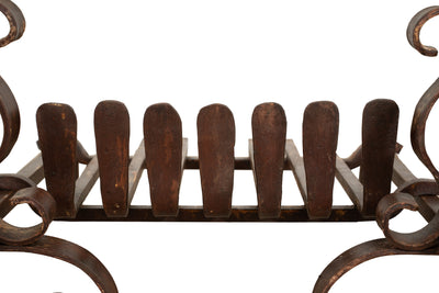 Biscottini Coppia di alari con braciere L70xPR50xH50 cm in ferro battuto Stabile composto