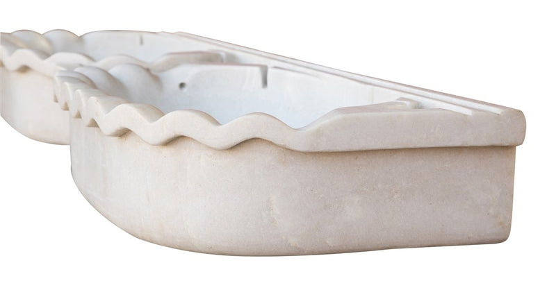 Biscottini LAVABO A DUE BUCHE IN MARMO BIANCO L130XPR41XH15 CM Vasca realizzata Offerta