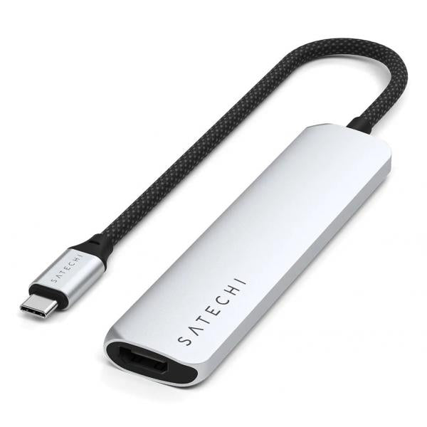 Satechi ST-P6SS hub di interfaccia USB tipo-C 10000 Mbit/s Argento (Satechi 6-in-1 USB-C Slim Multiport Ad)