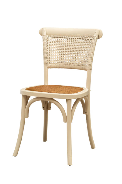 Biscottini Sedia Thonet in massello di frassino e seduta rattan finitura Bianco anticato L45xPR50xH88 cm