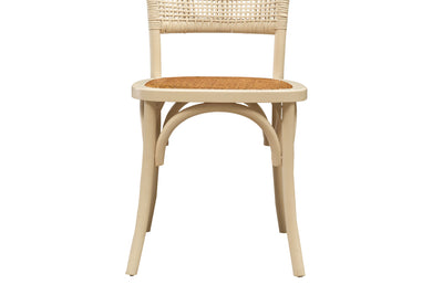 Biscottini Sedia Thonet in massello di frassino e seduta rattan finitura Bianco anticato L45xPR50xH88 cm