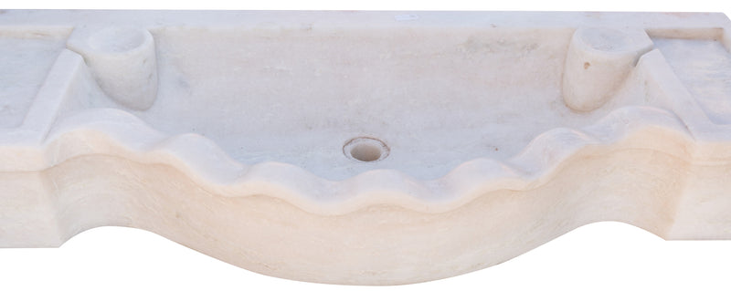 Biscottini Lavandino in marmo bianco L114xPR45xH18 cm Vasca realizzata completamente