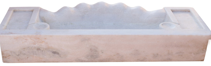 Biscottini Lavandino in marmo bianco L114xPR45xH18 cm Vasca realizzata completamente