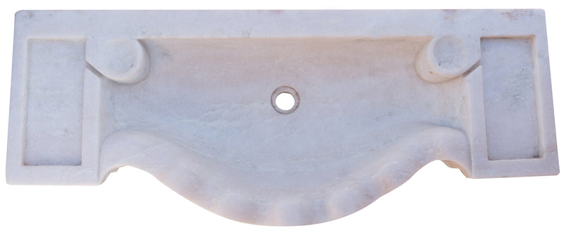 Biscottini Lavandino in marmo bianco L114xPR45xH18 cm Vasca realizzata completamente