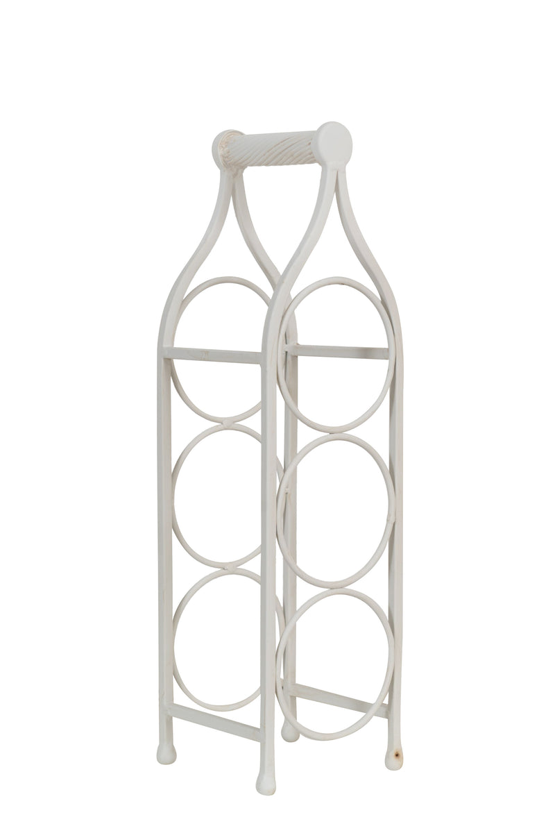 Biscottini Porta bottiglie in ferro battuto finitura bianca anticata Cantinetta Offerta