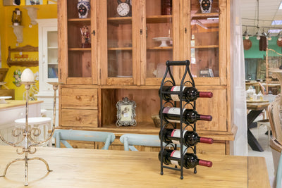 Biscottini Porta bottiglie in ferro battuto finitura nera anticata Cantinetta Offerta