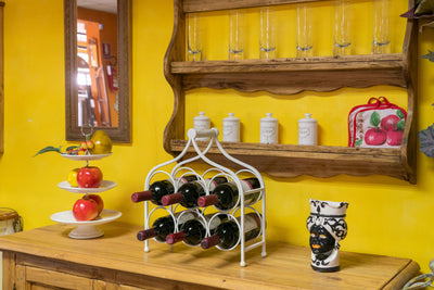 Biscottini Porta bottiglie in ferro battuto finitura bianca anticata Cantinetta Offerta