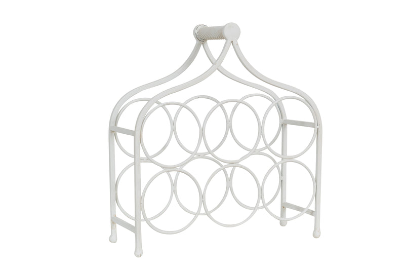 Biscottini Porta bottiglie in ferro battuto finitura bianca anticata Cantinetta Offerta