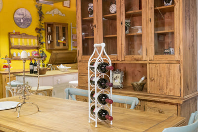 Biscottini Porta bottiglie in ferro battuto finitura bianca anticata Cantinetta Offerta