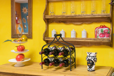 Biscottini Porta bottiglie in ferro battuto finitura nera anticata Cantinetta Offerta