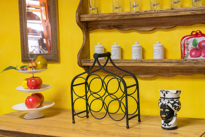 Biscottini Porta bottiglie in ferro battuto finitura nera anticata Cantinetta Offerta