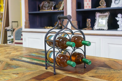 Biscottini Porta bottiglie in ferro battuto finitura nera anticata Cantinetta Offerta