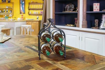 Biscottini Porta bottiglie in ferro battuto finitura nera anticata Cantinetta Offerta