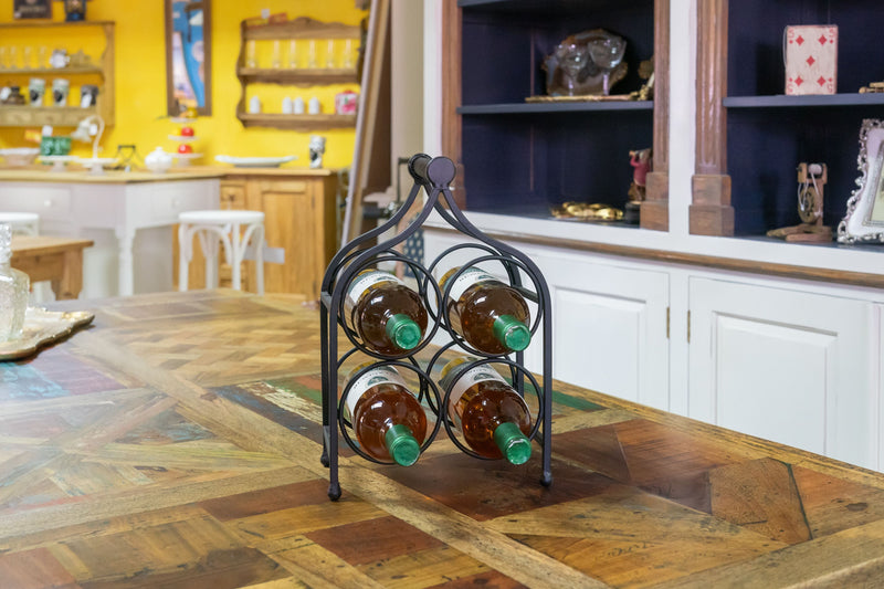 Biscottini Porta bottiglie in ferro battuto finitura nera anticata Cantinetta Offerta