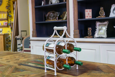 Biscottini Porta bottiglie in ferro battuto finitura bianca anticata Cantinetta Offerta