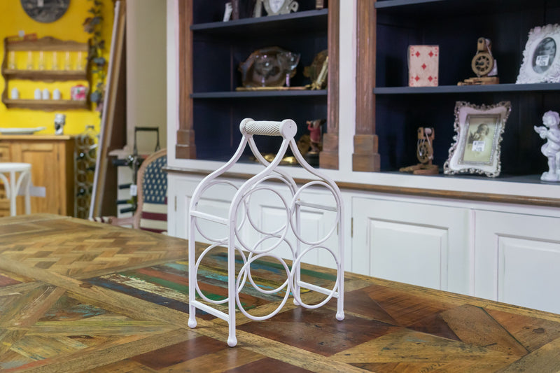 Biscottini Porta bottiglie in ferro battuto finitura bianca anticata Cantinetta Offerta