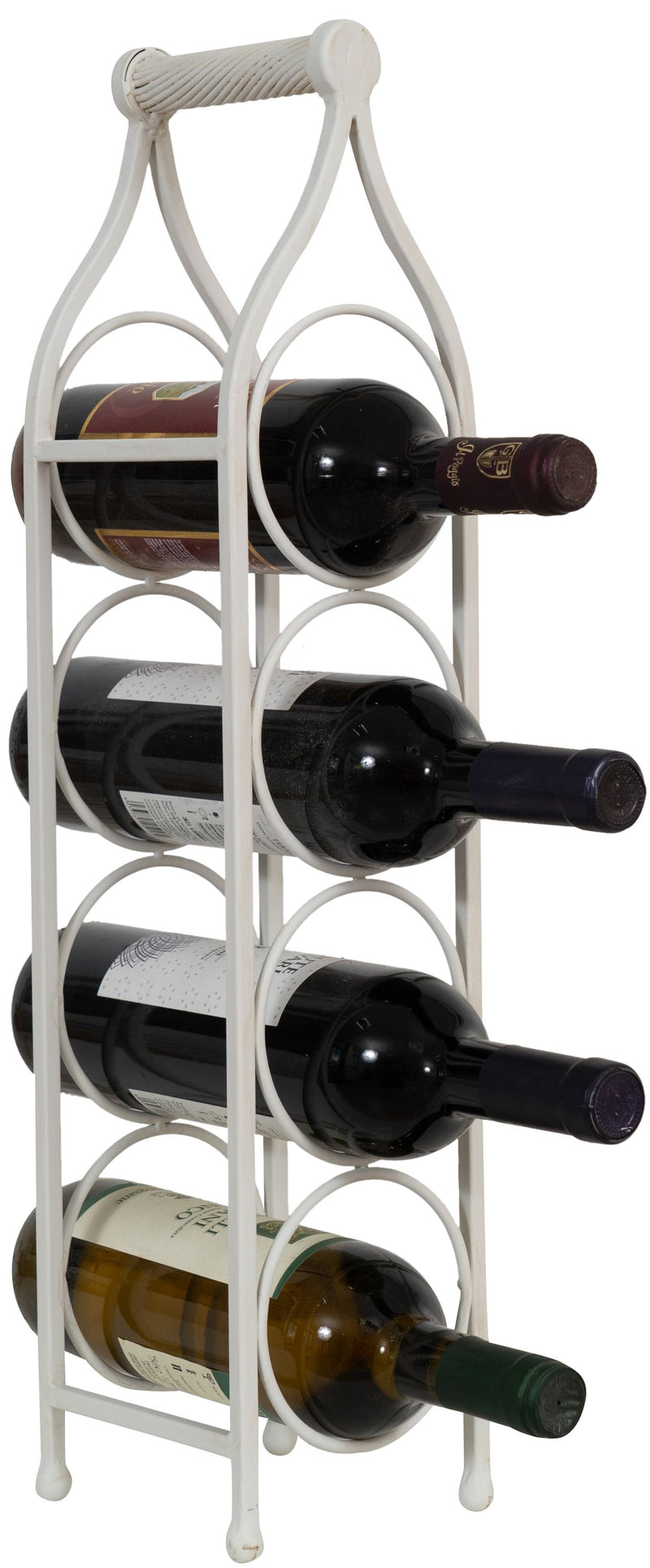 Biscottini Porta bottiglie in ferro battuto finitura bianca anticata Cantinetta Offerta